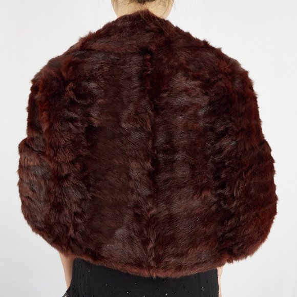 Vintage Fur Salon Striplings Dark Brown Rabbit Fur Cape Shawl cover Formal party - Picture 3 of 14